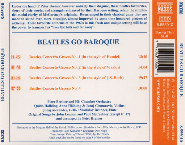 Peter Breiner And His Chamber Orchestra* : Beatles Go Baroque (CD, Album)