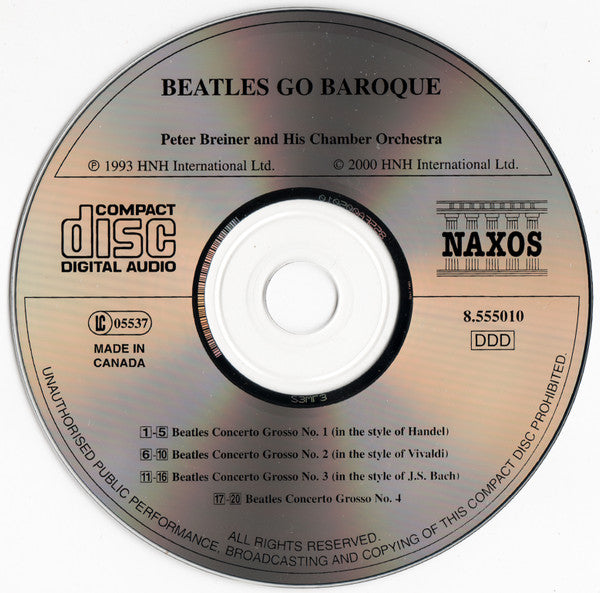 Peter Breiner And His Chamber Orchestra* : Beatles Go Baroque (CD, Album)