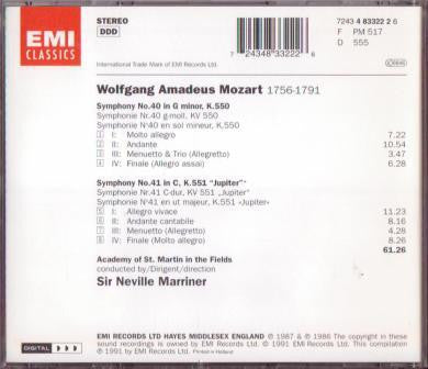Mozart*, Academy Of St. Martin-in-the-Fields*, Neville Marriner* : Symphony No. 40 In G Minor, K. 550 / Symphony No. 41 In C, K. 551 "Jupiter" (CD, Comp)