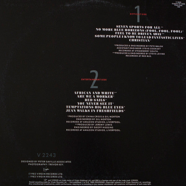China Crisis : Difficult Shapes & Passive Rhythms - Some People Think It's Fun To Entertain (LP, Album)