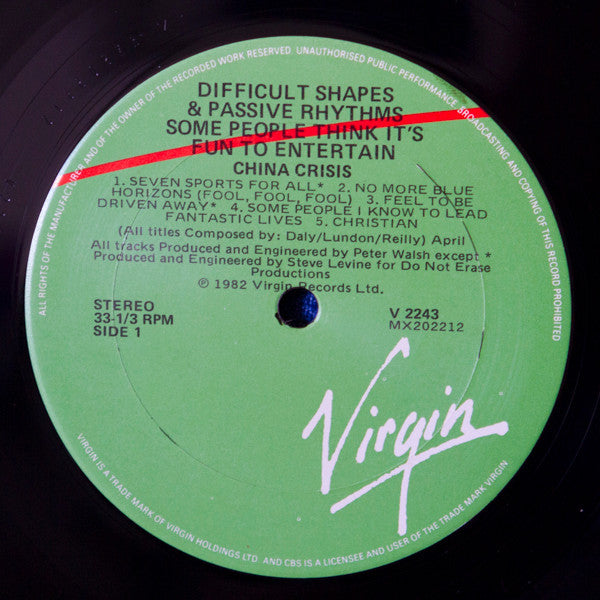 China Crisis : Difficult Shapes & Passive Rhythms - Some People Think It's Fun To Entertain (LP, Album)