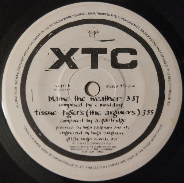 XTC : Senses Working Overtime (7", Single)