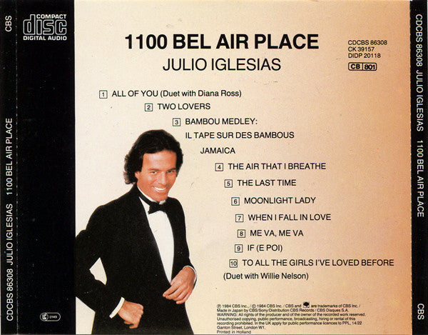 Julio Iglesias : 1100 Bel Air Place (CD, Album)