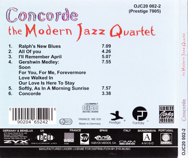 The Modern Jazz Quartet : Concorde (CD, Album, RE, RM, Dig)
