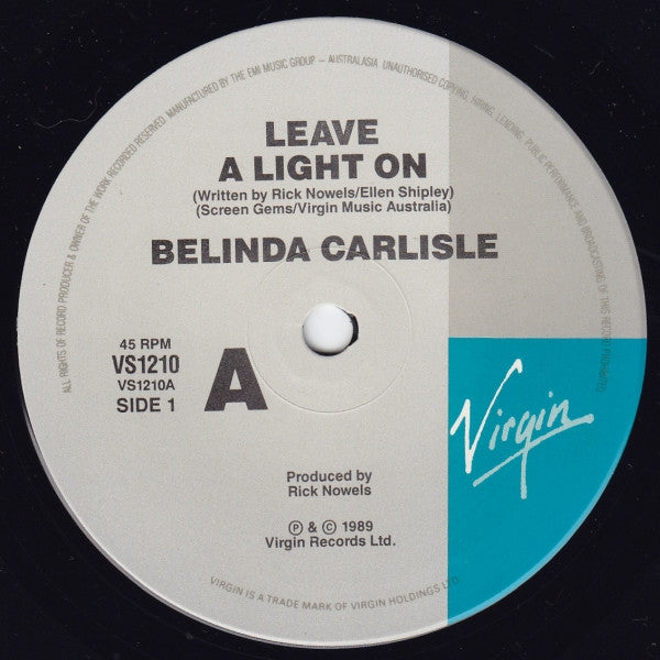 Belinda Carlisle : Leave A Light On (7", Single, Pic)