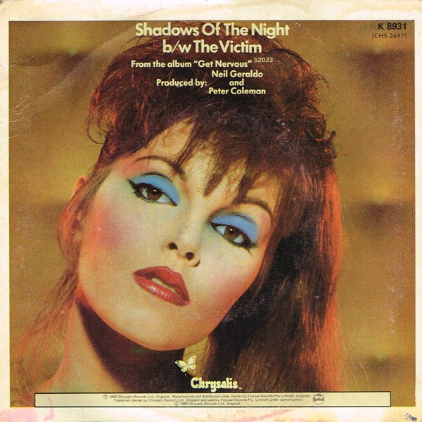 Pat Benatar : Shadows Of The Night (7", Single, Ltd)