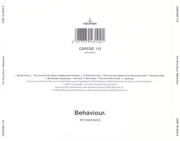 Pet Shop Boys : Behaviour (CD, Album)