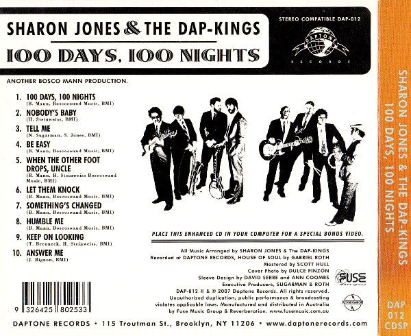 Sharon Jones & The Dap-Kings : 100 Days, 100 Nights (CD, Album, Enh, Dig + CD, Mixed, Promo, Smplr)