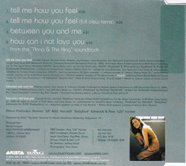 Joy Enriquez : Tell Me How You Feel (CD, Single)