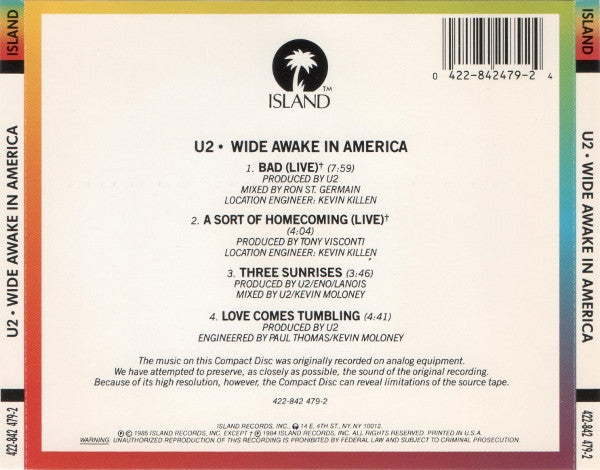 U2 : Wide Awake In America (CD, EP, RE, RP)