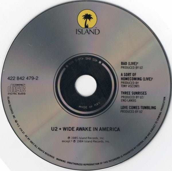 U2 : Wide Awake In America (CD, EP, RE, RP)