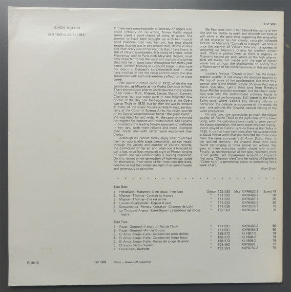 Ninon Vallin : Ninon Vallin (LP, Comp)