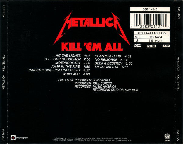Metallica : Kill 'Em All (CD, Album, RE)