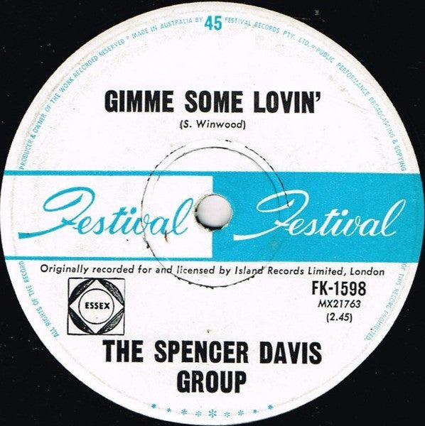 The Spencer Davis Group : Gimme Some Lovin / Blues In F (7", Single)