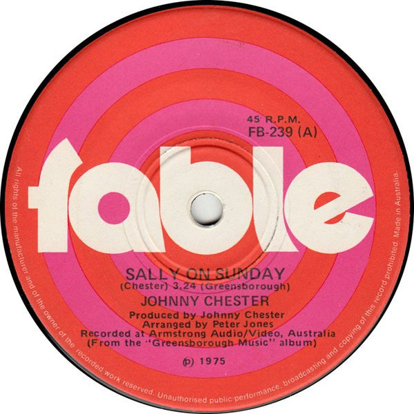 Johnny Chester : Sally On Sunday (7", Single)