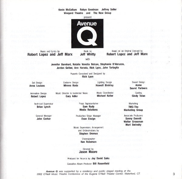 "Avenue Q" Cast : Original Broadway Cast Recording: Avenue Q: The Musical (CD, Album, RE)