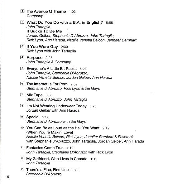 "Avenue Q" Cast : Original Broadway Cast Recording: Avenue Q: The Musical (CD, Album, RE)