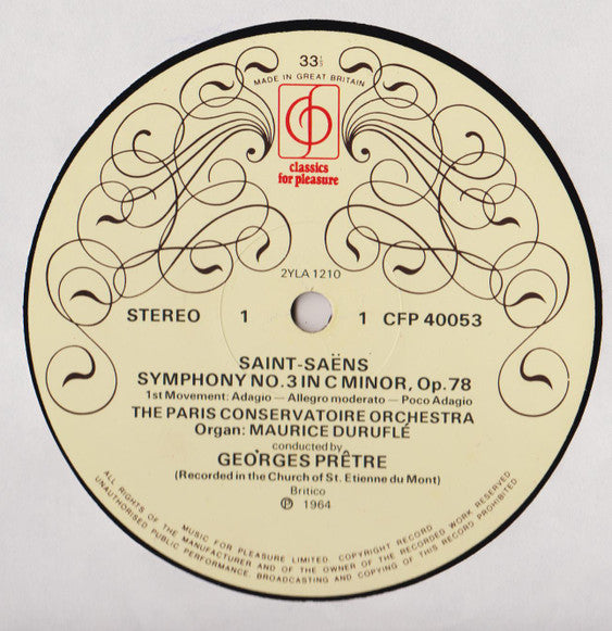 Camille Saint-Saëns, Maurice Duruflé, Orchestre De La Société Des Concerts Du Conservatoire, Georges Prêtre : Organ Symphony (LP, RE)