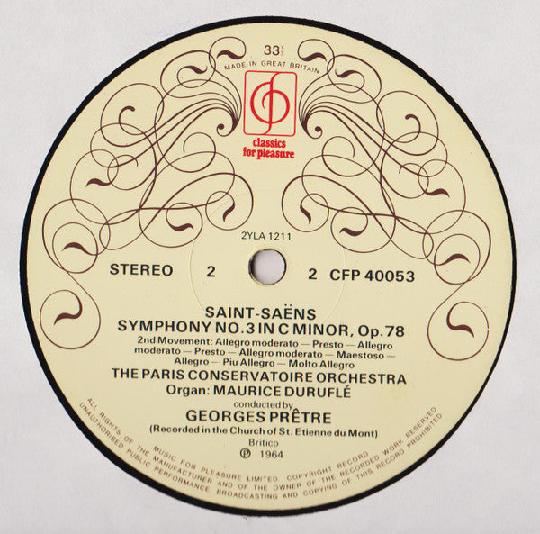Camille Saint-Saëns, Maurice Duruflé, Orchestre De La Société Des Concerts Du Conservatoire, Georges Prêtre : Organ Symphony (LP, RE)