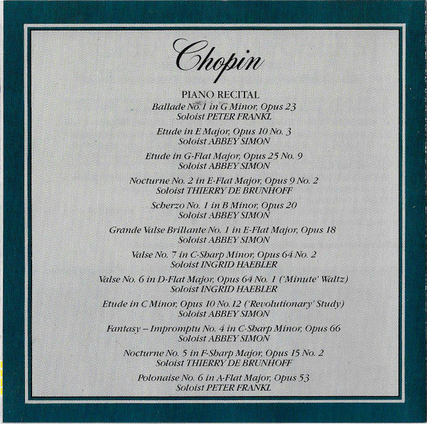 Frédéric Chopin : Chopin: Piano Recital (CD)