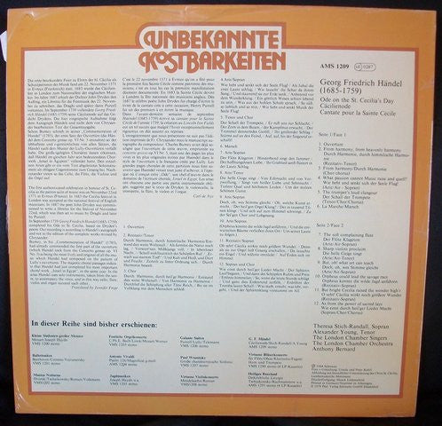 Georg Friedrich Händel : Ode On The St. Cecilia's Day (LP, RE)