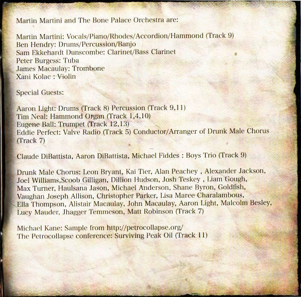 Martin Martini And The Bone Palace Orchestra : Dream Until You Die (CD, Album)