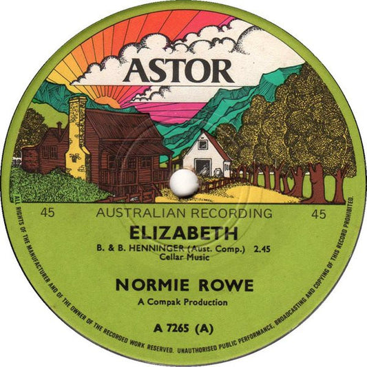 Normie Rowe : Elizabeth (7", Single)