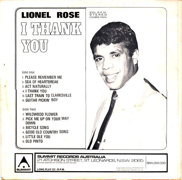 Lionel Rose : I Thank You (LP, Album)