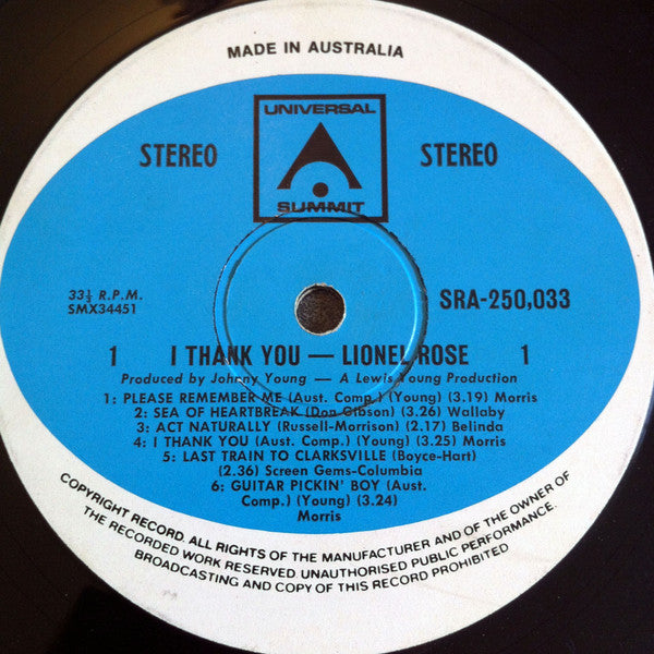 Lionel Rose : I Thank You (LP, Album)