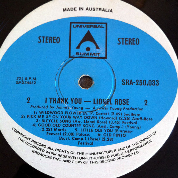 Lionel Rose : I Thank You (LP, Album)