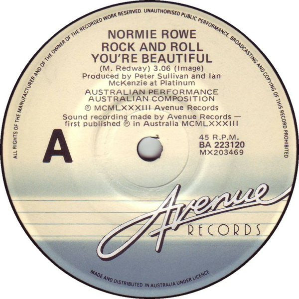 Normie Rowe : Rock And Roll You're Beautiful (7", Single)