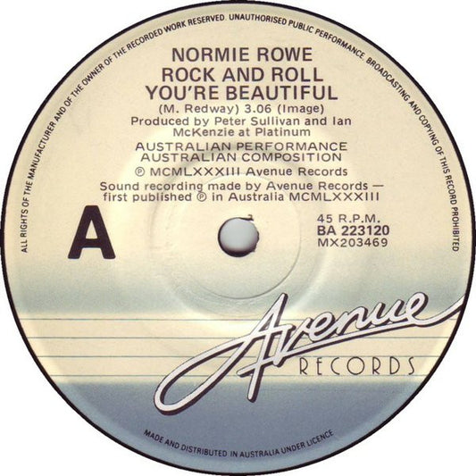Normie Rowe : Rock And Roll You're Beautiful (7", Single)