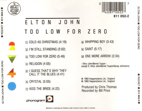 Elton John : Too Low For Zero (CD, Album, RE)