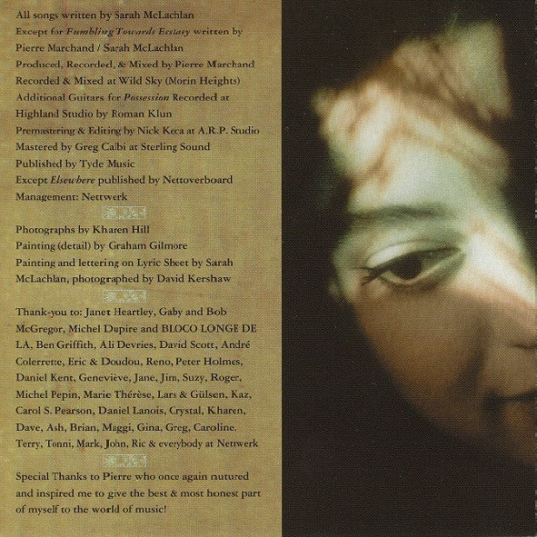 Sarah McLachlan : Fumbling Towards Ecstasy (CD, Album, Club, RE)