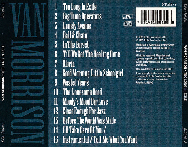 Van Morrison : Too Long In Exile (CD, Album)