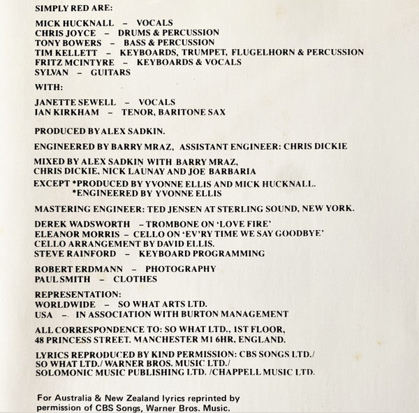 Simply Red : Men And Women (LP, Album)