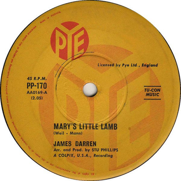 James Darren : Mary's Little Lamb (7", Single)