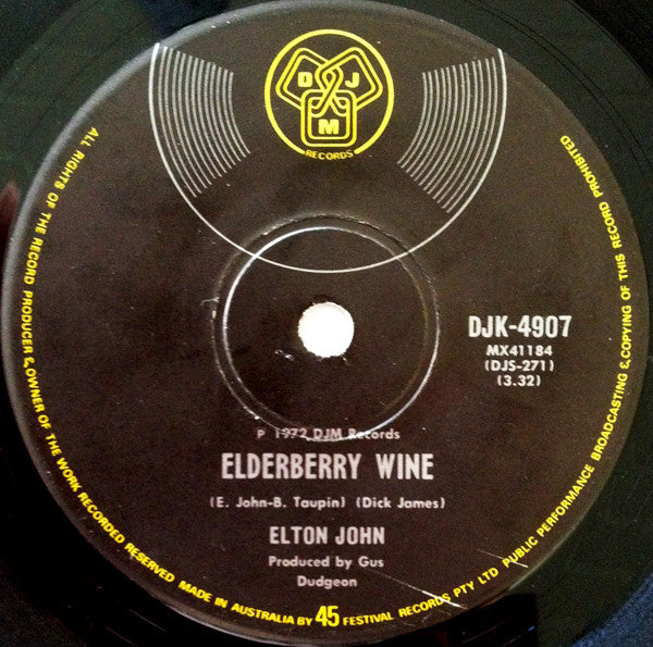 Elton John : Crocodile Rock (7", Single, Mono)