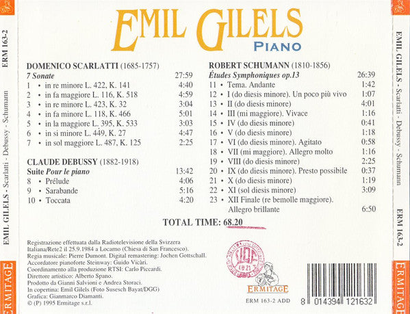 Emil Gilels - Scarlatti* / Debussy* / Schumann* : 7 Sonates / Pour Le Piano / Études Symphoniques Op.13 (CD, Comp, RM)