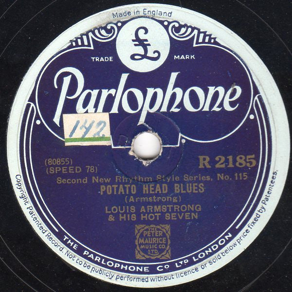 Louis Armstrong & His Hot Seven : Potato Head Blues / Alligator Blues (Shellac, 10", RP, DT )