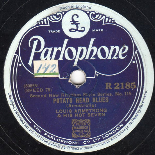 Louis Armstrong & His Hot Seven : Potato Head Blues / Alligator Blues (Shellac, 10", RP, DT )