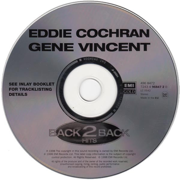 Eddie Cochran & Gene Vincent : Back 2 Back Hits (CD, Comp)
