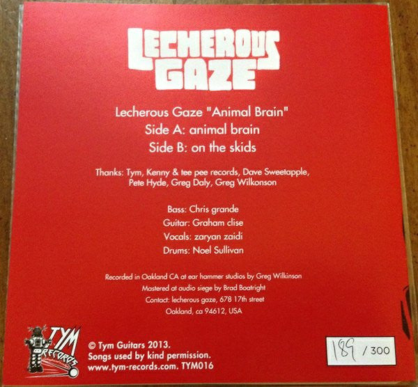 Lecherous Gaze : Animal Brain (7", Num, Gre)