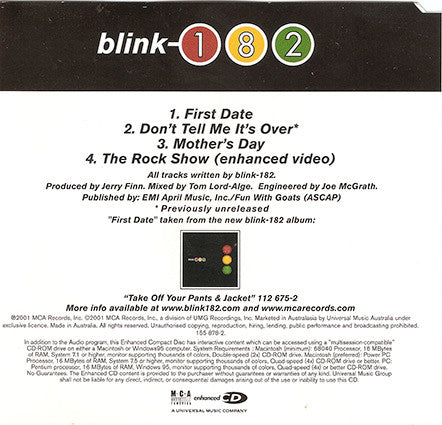 Blink-182 : First Date (CD, Single, Enh)