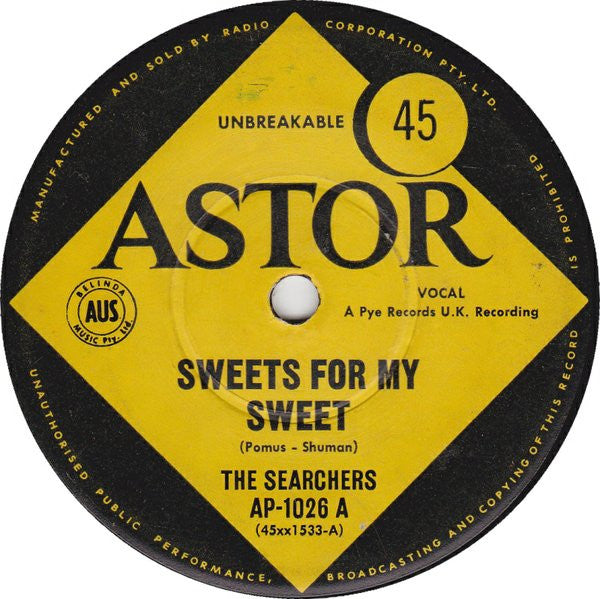 The Searchers : Sweets For My Sweet (7", Single)