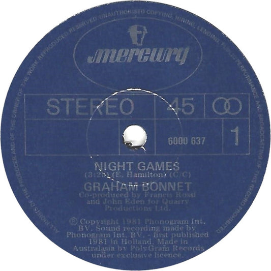 Graham Bonnet : Night Games (7", Single)