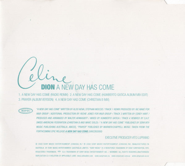 Celine Dion* : A New Day Has Come (CD, Single)