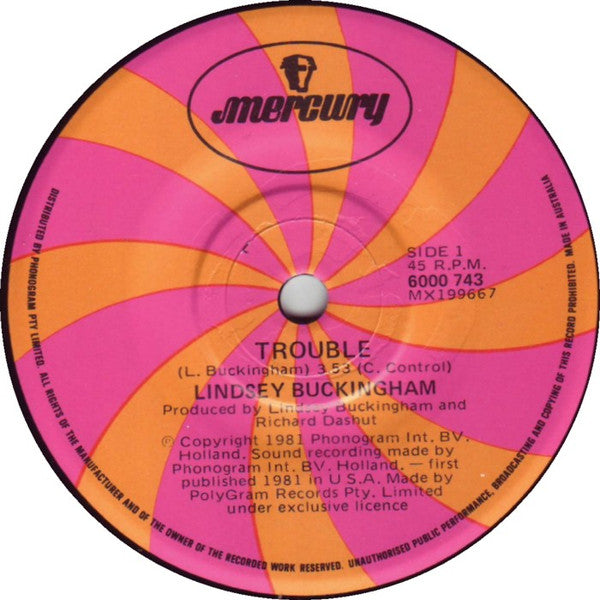 Lindsey Buckingham : Trouble (7", Single)