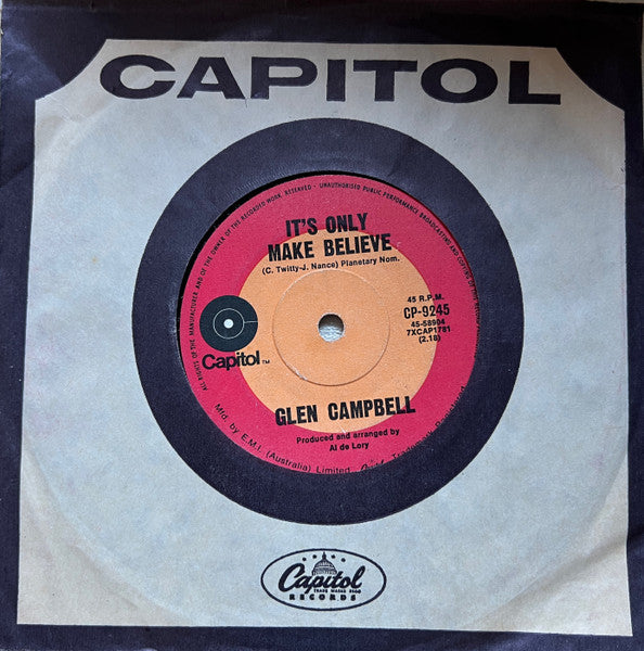 Glen Campbell : It's Only Make Believe (7")