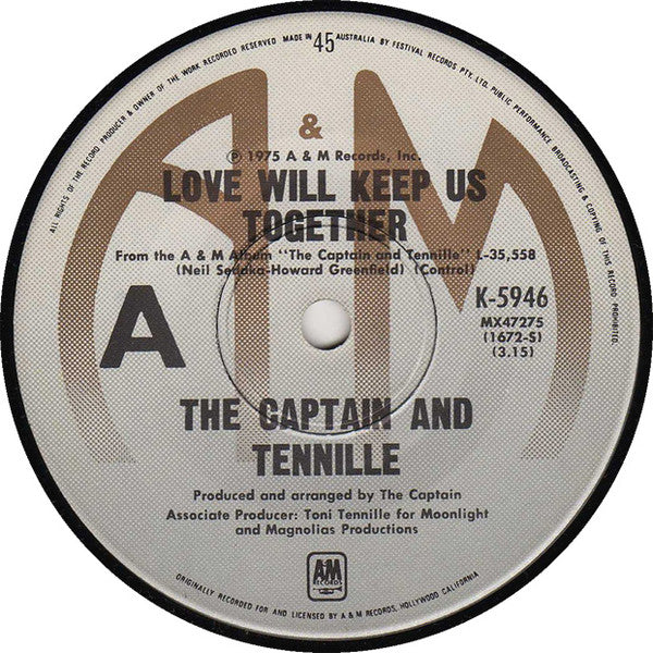 Captain And Tennille : Love Will Keep Us Together (7")